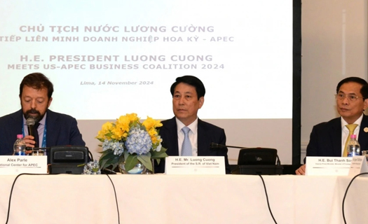 Chủ tịch nước Lương Cường tiếp đoàn Liên minh Doanh nghiệp Hoa Kỳ - APEC